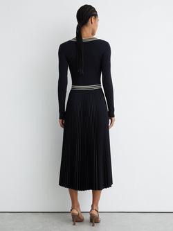 Reiss Gaia Colour Contrast Midi Dress, Navy - view 2, Navy