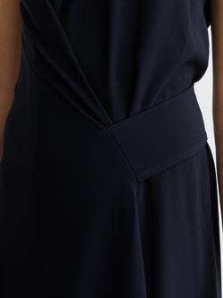Reiss Petite Drape Detail Midi Dress, Navy - view 2, Navy
