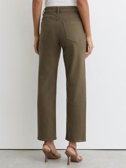 Reiss Selin Petite Straight Leg Jeans, Khaki Green - view 2, Khaki Green
