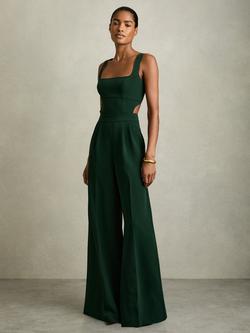 Reiss Petite Dion Wide Leg Cut Out Jumpsuit, Green, Green