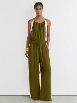 Reiss Inez Colour Block Jumpsuit, Green/Cream, Green/Cream