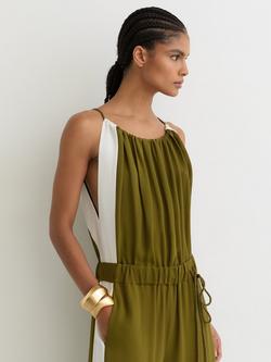 Reiss Inez Colour Block Jumpsuit, Green/Cream - view 2, Green/Cream