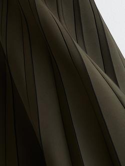 Reiss Alice Stripe Pleated Skirt - view 2, Khaki Green/Black