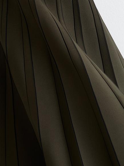 Reiss Alice Stripe Pleated Skirt - view 2, Khaki Green/Black