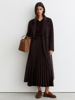 Reiss Seren Pleated Midi Skirt, Chocolate Brown, Chocolate Brown