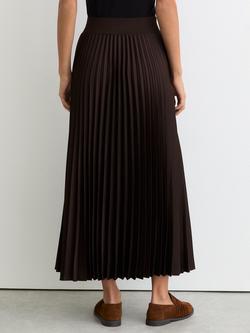 Reiss Seren Pleated Midi Skirt, Chocolate Brown - view 2, Chocolate Brown