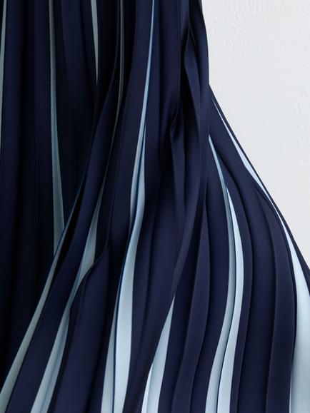 Reiss Serena Tipped Pleated Midi Skirt, Navy/Pale Blue - view 2, Navy/Pale Blue