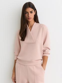 Reiss Annabel Shawl Neck Top, Pale Pink, Pale Pink