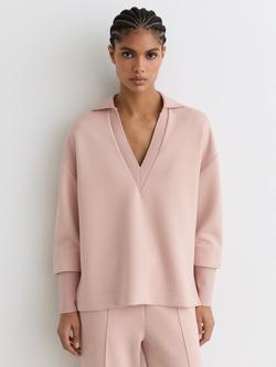 Reiss Bernie Polo Neck Sweatshirt, Pale Pink, Pale Pink
