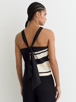 Reiss Caris Stripe Scarf Tie Top, Black/White - view 2, Black/White