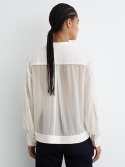 Reiss Casey Tie Neck Top, Ivory - view 2, Ivory