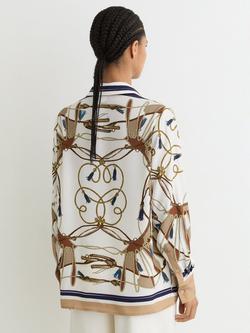 Reiss Ellis Scarf Print Shirt, Ivory/Brown - view 2, Ivory/Brown