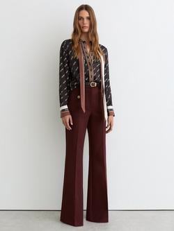 Reiss Lydia Chain Print Tie Neck Shirt, Black, Black