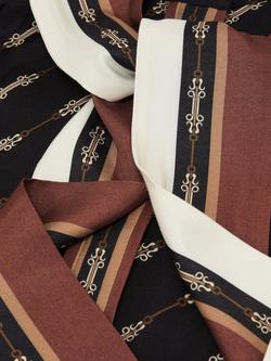 Reiss Lydia Chain Print Tie Neck Shirt, Black - view 2, Black