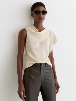 Reiss Natalie Drape Top, Ivory, Ivory