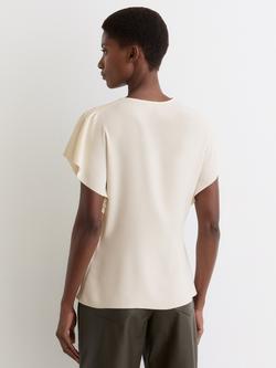 Reiss Natalie Drape Top, Ivory - view 2, Ivory