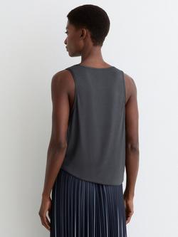 Reiss Ruby Silk Front Vest Top, Navy - view 2, Navy