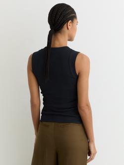 Reiss Sandy Ruched Ribbed Vest Top - view 2, Navy