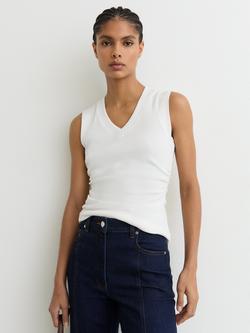 Reiss Sandy Ruched Ribbed Vest Top, White