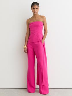 Reiss Skye Drape Bandeau Top, Bright Pink, Bright Pink
