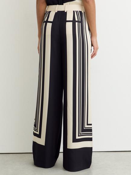 Reiss Caris Stripe Wide Leg Trousers, Black/White - view 2, Black/White
