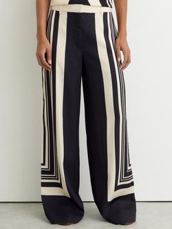 Reiss Petite Caris Stripe Wide Leg Trousers, Black/White, Black/White