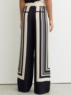 Reiss Petite Caris Stripe Wide Leg Trousers, Black/White - view 2, Black/White