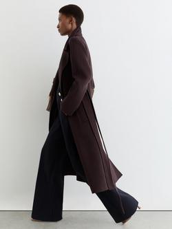 Reiss Carley Button Detail Wide Leg Trousers, Navy - view 2, Navy