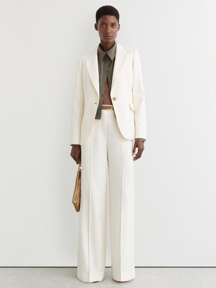 Reiss Malin Wide Leg Trousers, Cream, Cream