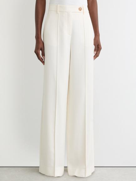 Reiss Malin Wide Leg Trousers, Cream - view 2, Cream