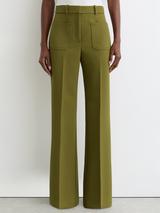 Reiss Priya Flared Trousers, Chartreuse Green
