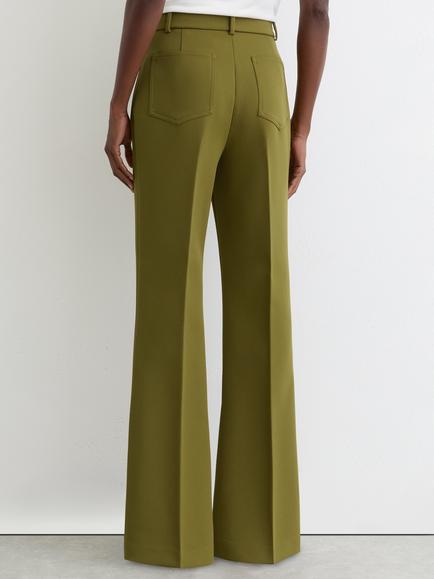Reiss Priya Flared Trousers, Chartreuse Green - view 2, Chartreuse Green