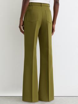 Reiss Petite Priya Flare Leg Trousers, Chartreuse Green - view 2, Chartreuse Green