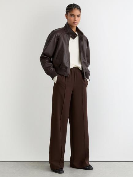 Reiss Robyn Wide Leg Trousers, Chocolate Brown, Chocolate Brown
