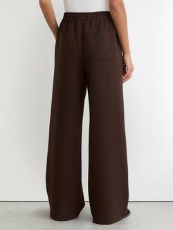 Reiss Robyn Wide Leg Trousers, Chocolate Brown - view 2, Chocolate Brown