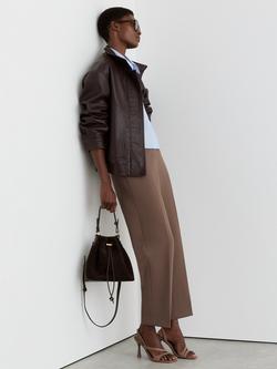 Reiss Rosemary Tapered Trousers, Taupe Neutral, Taupe Neutral