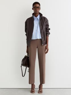 Reiss Petite Rosemary Tapered Trousers, Taupe Neutral, Taupe Neutral
