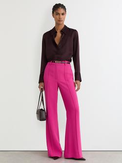 Reiss Skye Flared Trousers, Bright Pink, Bright Pink