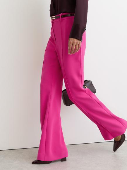 Reiss Skye Flared Trousers, Bright Pink - view 2, Bright Pink
