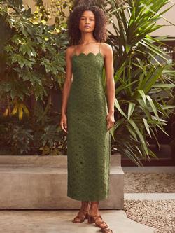 Ro&Zo Broderie Anglaise Tie Shoulder Dress, Green, Green