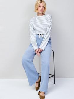 Ro&Zo Stripe Long Sleeve Jersey Top, White/Pale Blue - view 2, White/Pale Blue