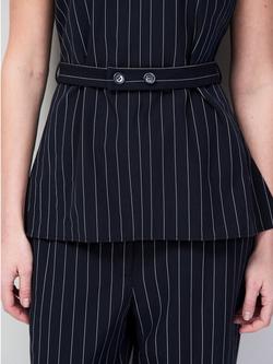 Ro&Zo Petite Pinstripe Tailored Top, Blue - view 2, Blue