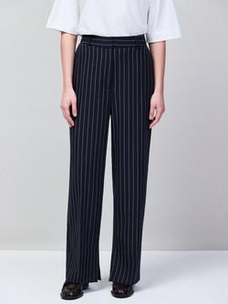 Ro&Zo Petite Pinstripe Tailored Trousers, Navy, Navy
