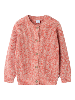 Polarn O. Pyret Kids' Cotton Knit Cardigan, Orange - view 2, Orange