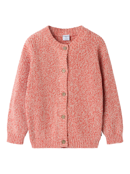 Polarn O. Pyret Kids' Cotton Knit Cardigan, Orange - view 2, Orange