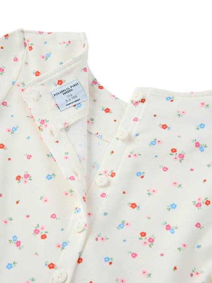 Polarn O. Pyret Kids' Organic Cotton Long Sleeved Floral Dress, Natural - view 2, Natural