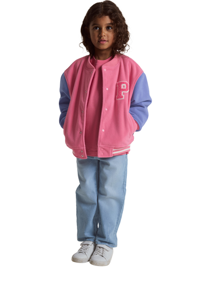Polarn O. Pyret Kids' Windproof Varsity Jacket, Pink, Pink