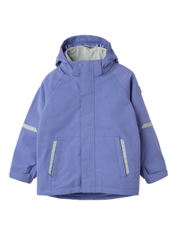 Polarn O. Pyret Kids' Stormy Waterproof Shell Jacket - view 2, Dusted Periwinkle