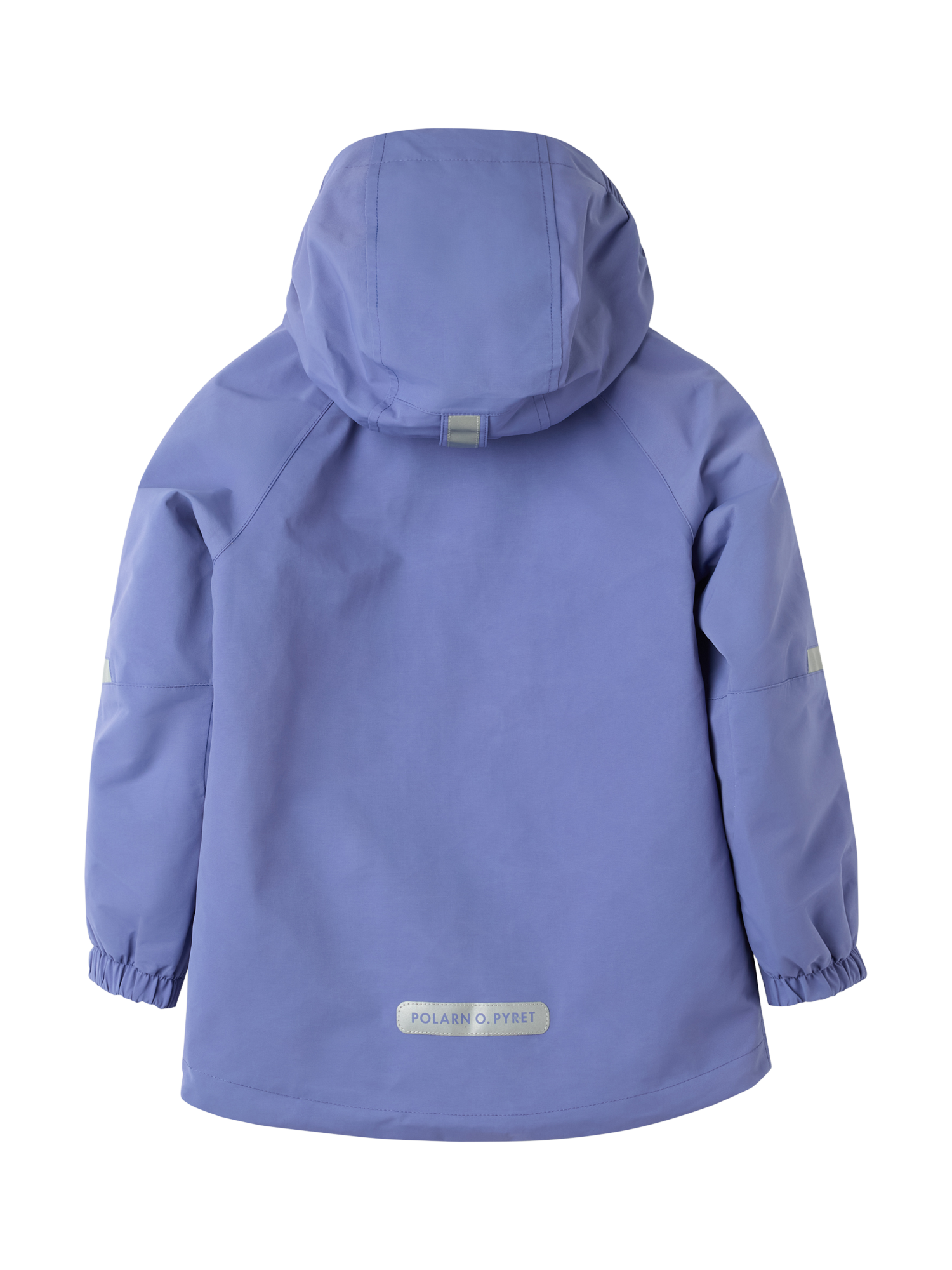Product image 5 of 6, which shows Polarn O. Pyret Kids' Stormy Waterproof Shell Jacket, Dusted Periwinkle, 9-12 months