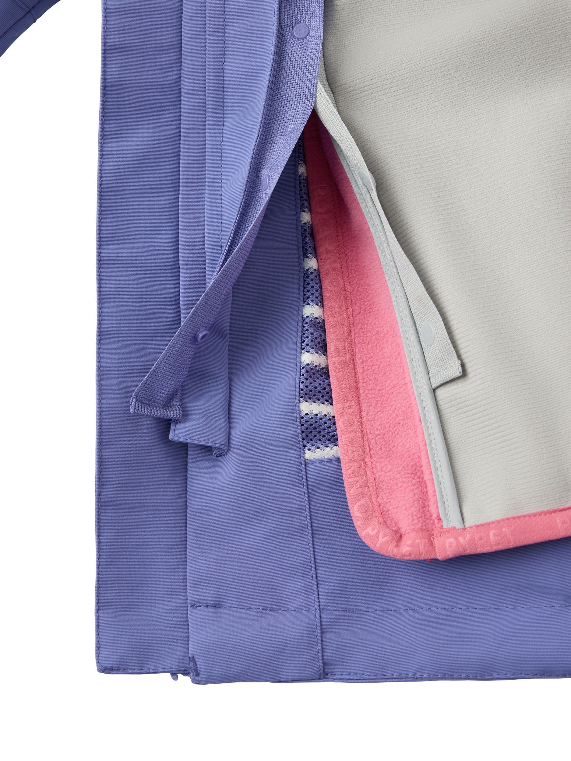 Product image 6 of 6, which shows Polarn O. Pyret Kids' Stormy Waterproof Shell Jacket, Dusted Periwinkle, 9-12 months